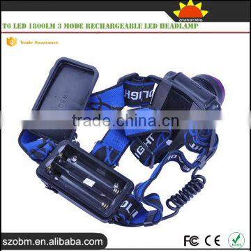 Comfortabel Wear Outdoor Headlight XM-L T6 Led 1800Lm 3 Mode High Power Led Headlamp photo-5