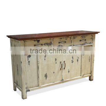 Buffet Console Oriental Rustic Painted Mahogany Wood Furniture photo-4