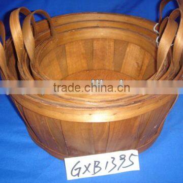 Wood chip storage basket box with handle