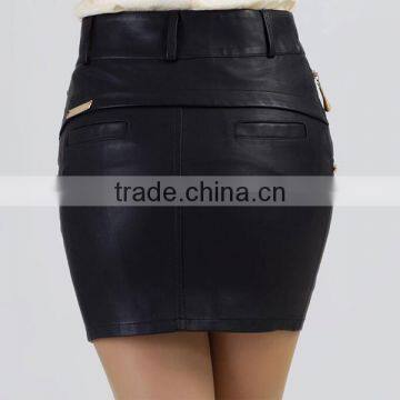 Top Fashion Fake Leather Deisgn Sexy Girls Tight Skirts With Back Pockets photo-2