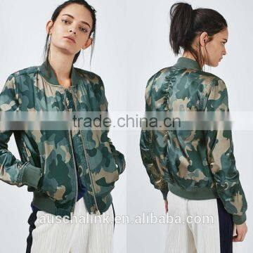 Hot Sale Lady Shiny Camo Print Bomber Jackets Customized China photo-6