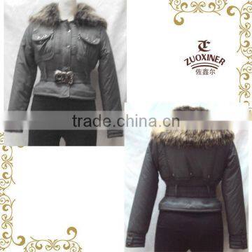 Padded jacket with fur collar for lady