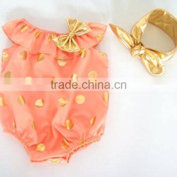 Summer Baby Clothes Romper and Headbands Set Bow Baby Girls Onesie photo-4