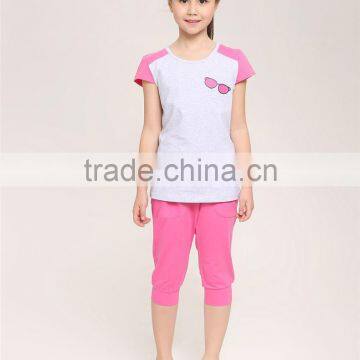 2016 fashion dress leisure short sleeves t shirt children's suit of clithes for little girls