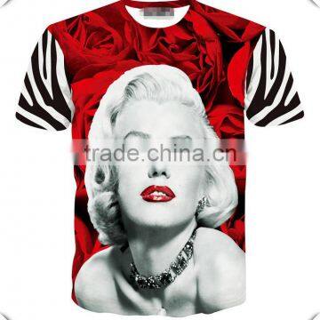 Wholesale Men S-XXL Summer Style Rose Sublimation all over Print T-shirt custom made for Casual tee wear