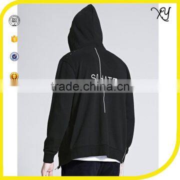 2017 Mens Streetwear Side Double Zipper Hip Hop Black Hoodies photo-2