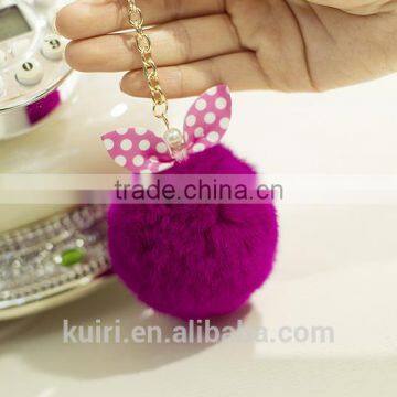 Hot Selling New Rabbit Pom Pom Fur Ball Bow Cell Phone Keychain Pendant Charm Key Chain Mirror Case For IPhone photo-3