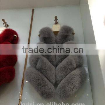 2016 Lady Fashion Natural Whole Fox Fur Vests Women's Real Fur Waistcoat Winter Overcoat Girl Fur Vest photo-3