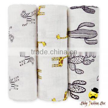 Wholesale Cactus Pattern Printed Soft Cotton Infant Wrap Carrier NewBorn Swaddle Toddler Warm Blanket photo-6