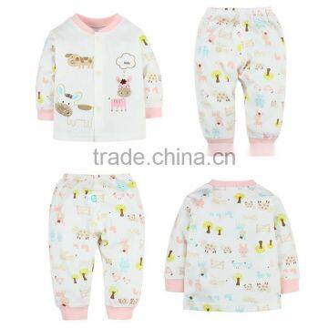 Wholesale long sleeve cute baby pajamas new design children clothing sets