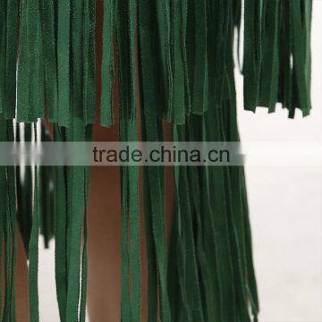 Dongguan Yihao 2015 Fashion Style High Quality Faux Suede Skirt With Tassel Fashional Suede Leather Skirt