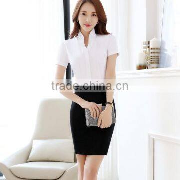 2017 Korean Design Pure Color Short Sleeve Polyester & Cotton Mix Ladies Tops Fashion Women Blouse photo-5