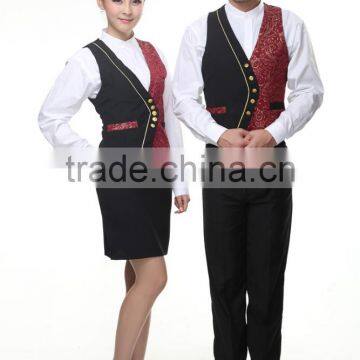 Juqian Custom 5 Start Summer Restaurant Manager Hotel Waiter Receptionist Uniform Designs With Embroidery Vest photo-4