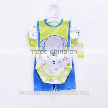 OEM Factory or Stocked Designs 4pcs/set 100% Cottonbaby Romper Set Matching With Baby Bibs and Socks photo-2