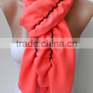 Ruffle Pashmina Scarf.Coral Scarf Ruffled Scarf Frilly Scarf Orangescarf Elegancescarf Pashmina Shawls Fashion Gifts photo-6