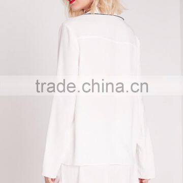 New Arrival Contrast Pipi Pyjama Set Wholesale Adult Women Pajama White photo-5