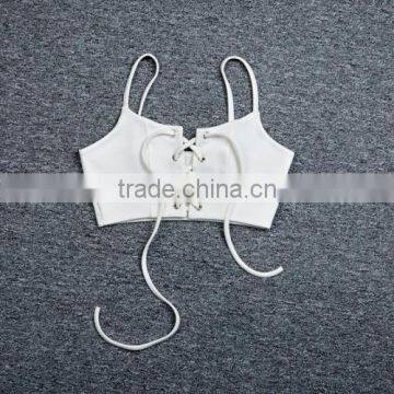 Latest Design Girls Top Polyester Crop Top and Lace Up Sleeveless Nightclub Top photo-5