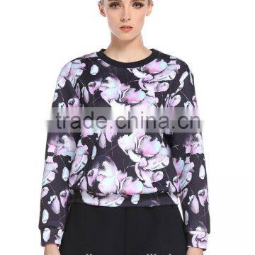 ladies custom sublimation full printing crewneck heavy sweatshirts/hoodies