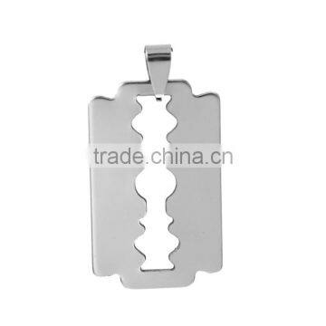 Stainless Steel Pendants Razor Blade Silver Tone Hollow