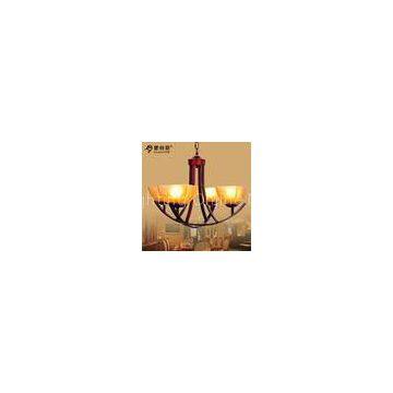 4 Heads Cream Shade Wrought Iron Chandelier Dull Black With Bordeaux Side-Wiping