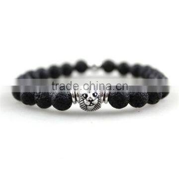 8MM Lava stone Beads Silver tone Monkey Yoga Energy Bracelets