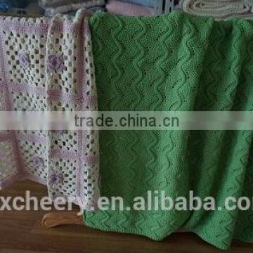 super soft 100% Cotton/bamboo/chenille /acrylic/polyester Knitted / Jacquard throw Blanket