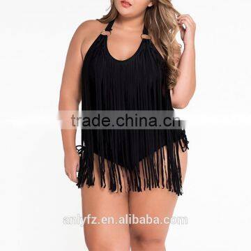 Free Prom Beach Dress Fresh Sringe Ornament Plus-size Triangle One-piece Swimsuit for Fat Women photo-6