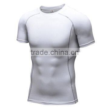 2017 High quality custom T shirts Dry fit compression streched man sports wear for fitness running