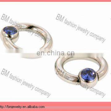 Hot selling 316L stainless steel BCR eyeybrow piercing jewelry with blue crystal