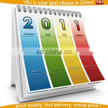 Custom cheap printed 2017 small spiral tent desk/ table calendar with sticky note notepad and marker pen