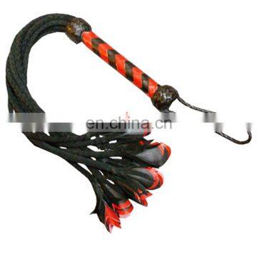 HMB-509D LEATHER FLOGGER FLOWERS TYPE BULLWHIPS MIX COLORS 9 O CAT WHIPS