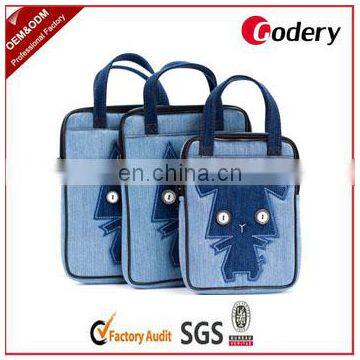 Cute design denim laptop bag for promotion