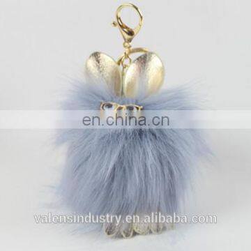 Hot Sales Wholesale Fluffy Faux Fox Fur Pom Poms Keychain Bird Shape Pom Pom Ball Pendant for Woman Cellphone/handbag/hats/Car photo-4