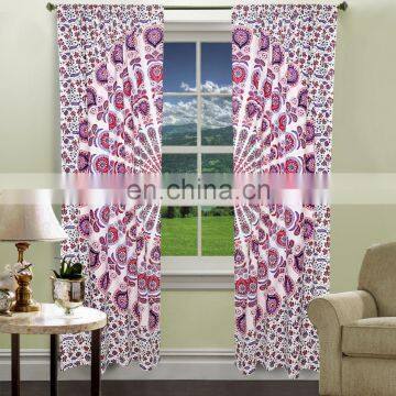 Cotton Curtain Mandala Design 2 PC Curtain Set Door Hanging Window Treatment Curtain