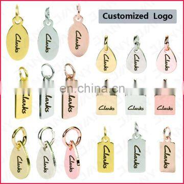 Custom Metal Jewelry Tags,Laser Engraved Logo Gold or Silver Metal Jewelry Tags with Jump Ring