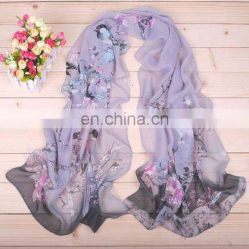 Digital Printing Custom Design Big Squsre Silk Chiffon Scarf photo-4