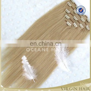 wholesale Brazilian remy human hair weave blonde color ombre clip in hair extension