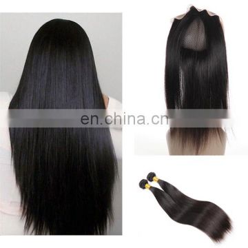 360 Frontal Closure with Baby hair Brazilian Virgin Hair straight lace frontal 360