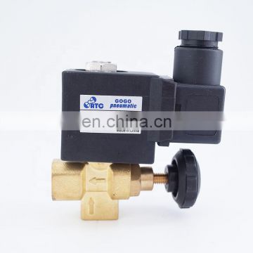 GOGO Normally close Brass high temperature steam solenoid valve for hot water FKM G1/4" adjustable electric valve