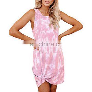 2020 New Wish Explosion Models European and American Women's Tie-dye Printed Loose Vest Dress Factory Direct Sales photo-5