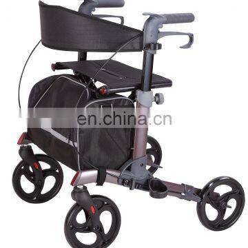 Aluminum Lightweight Foldable Rollator Seat Four Wheel Adult Rollators Walker With Footrest Wheelchair 83.5-98.7cm TWA-9269 10cm photo-3