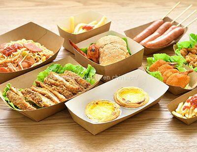 Kraft Cardboard Bowls-Finger Food Disposable Boats-Disposable Serving Bowl boxes- to Go Snack Bowl