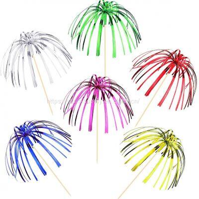 Palm Tree Cocktail Sticks Foil Cake Drink Decorations Bamboo Cocktail Firework Sign Party Supplies Compote Decorative