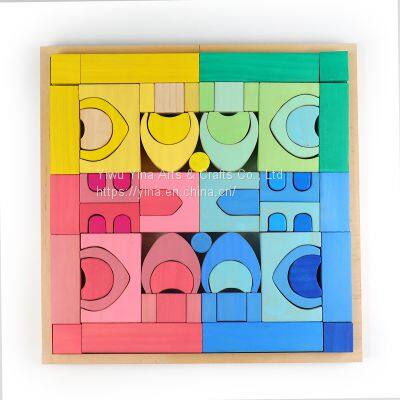 Preschool Colorful Learning Educational Toys - Geometry Wooden Blocks for Boys & Girls photo-4