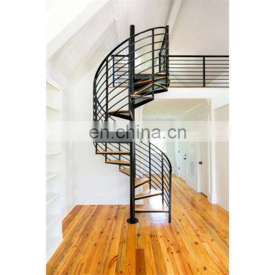 Curved Shape Steel Bar Spiral Staircase Design / Villa Indoor iron Spiral Stairs