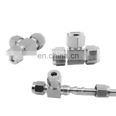 OD 3/8 Stainless Steel Tube Fitting 304/ 316 Equal Union Tee 3 Way Tube Connector