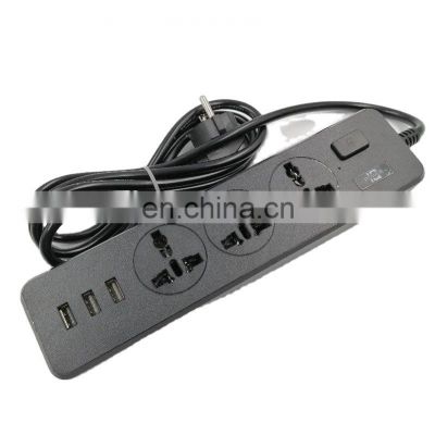 multi-function EU plug with  3 ways  4 ways 5 ways electric extension cord socket and 3 USB power strip