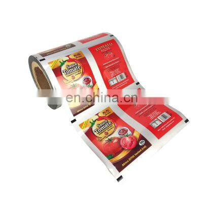 Sauce bags Custom printing glossy aluminum foil ketchup packaging pouch tomato liquid roll film