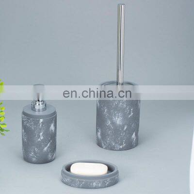 Grey Round Cement Home Decoration Accessories White Pattern Concrete Bathroom Sets photo-2