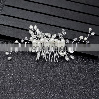 Flashing Ornaments Rhinestone Pearl Bridal Hair Clip Accessories Jewelry Wedding Elegant Crystal Bride Hair Comb Headwear